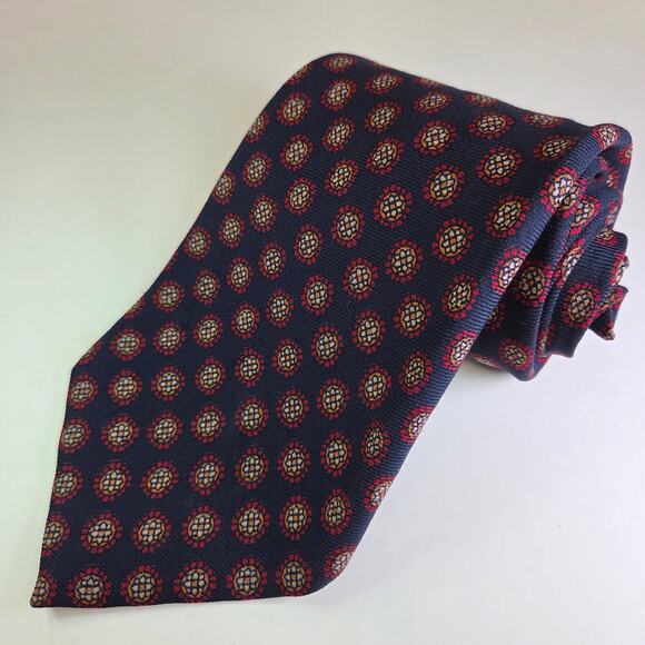 Dayton's Northbriar Shop Wool Challis Tie Navy Red Medallion Vintage 4.5"x55" - Picture 1 of 8